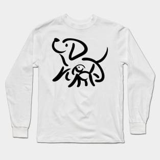 Stick figure dog in black ink Long Sleeve T-Shirt